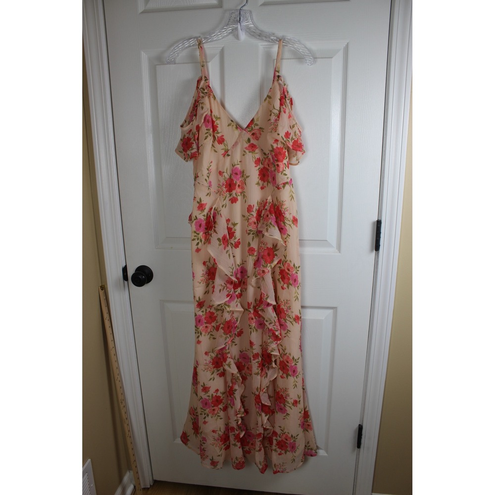 The Occasion‎ by Old Navy Floral Ruffle Maxi Dress Peach Pink Size 8